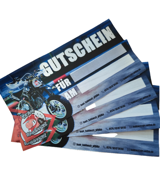 Gutschein für einen Pitbiketermin (Indoor) nach Wahl